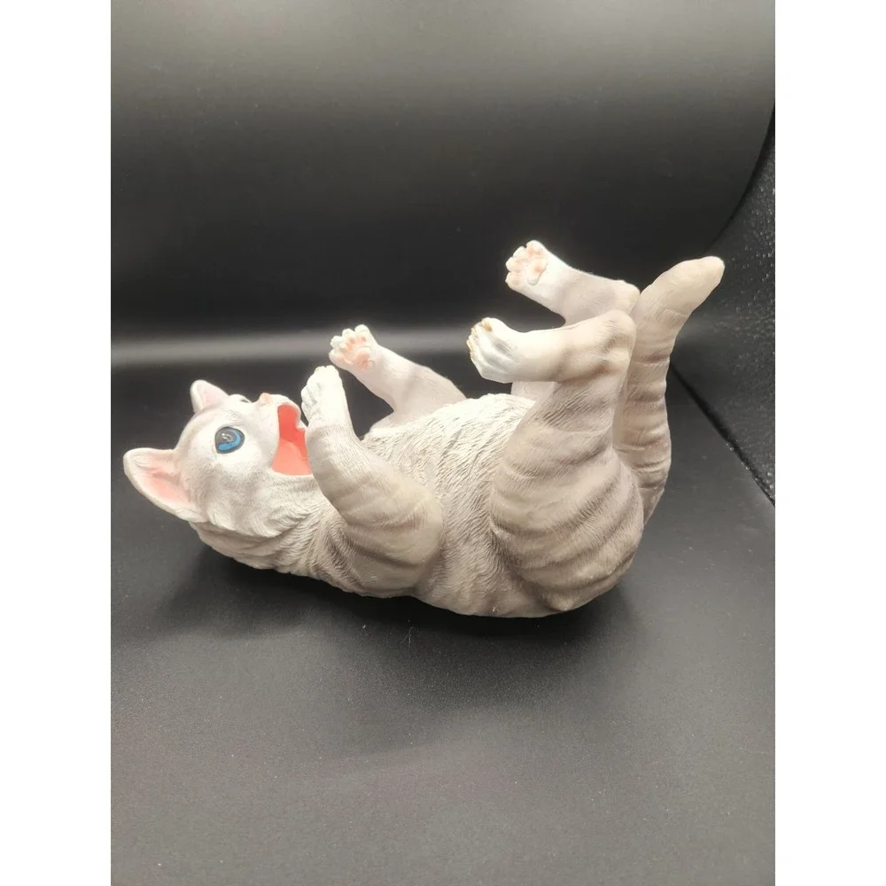 Gray Cat Tipsy Kitty Wine Bottle Holder Sculpture Unique Tabletop Wine Rack Used